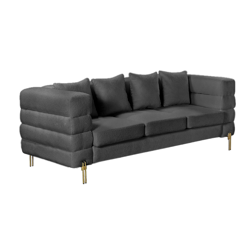 MORRIS Sofa 3-Seater Black Teddy Fabric