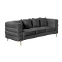 MORRIS Sofa 3-Seater Black Teddy Fabric