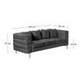 MORRIS Sofa 3-Seater Black Teddy Fabric