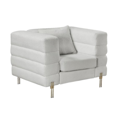 Πολυθρόνα Morris ύφασμα teddy χρώμα λευκό 103x84x76εκ.