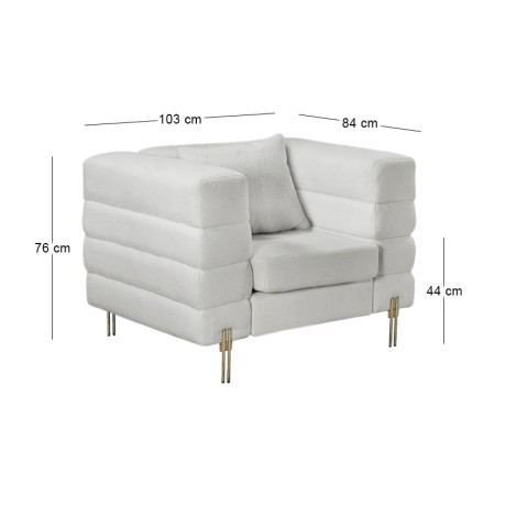 Πολυθρόνα Morris ύφασμα teddy χρώμα λευκό 103x84x76εκ.