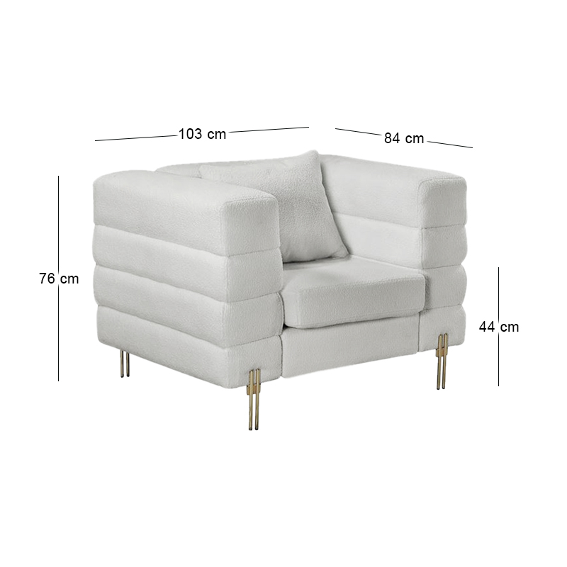 MORRIS Armchair White Teddy Fabric