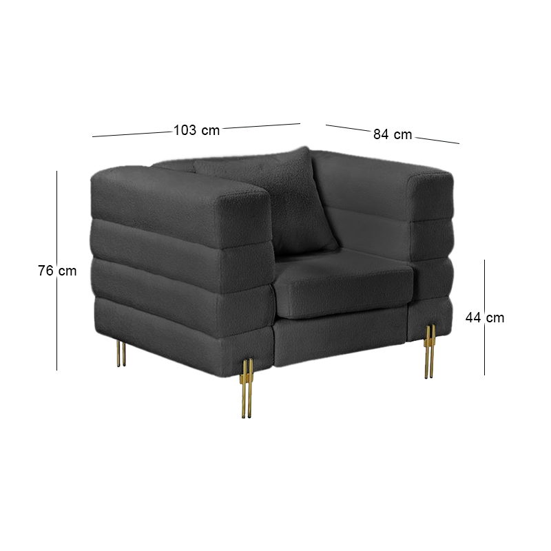 MORRIS Armchair Black Teddy Fabric