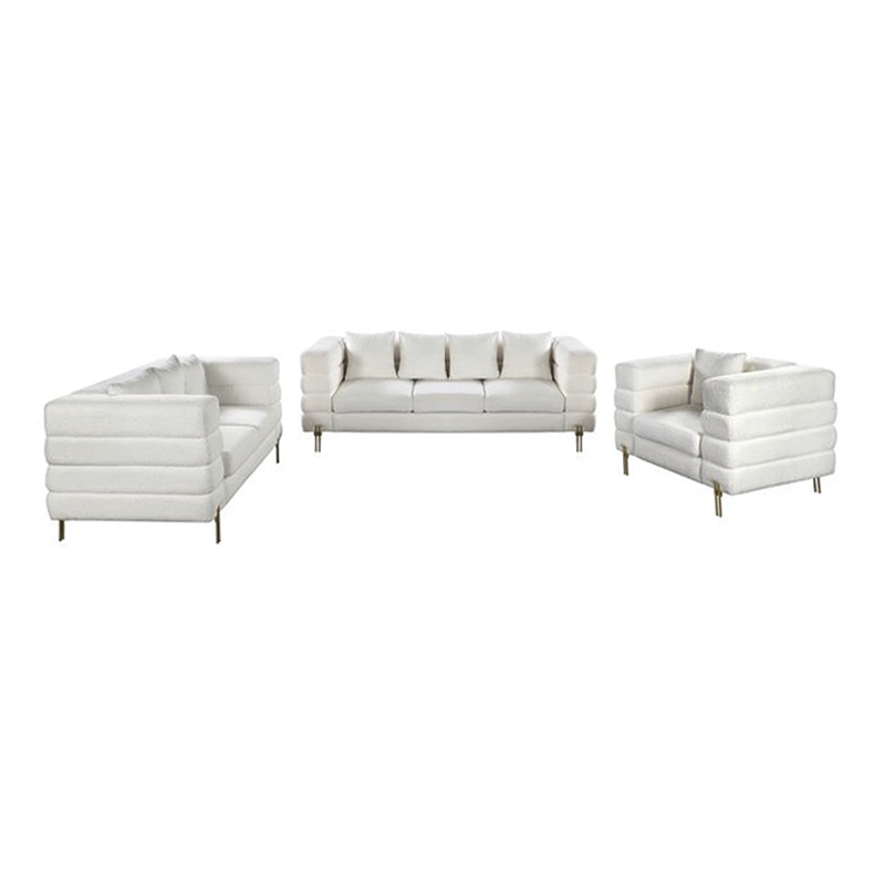 MORRIS Lounge Set (3-S+2-S+1-S) White Teddy Fabric
