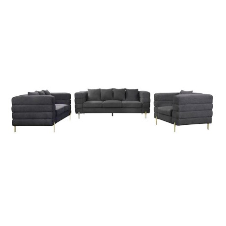 MORRIS Lounge Set (3-S+2-S+1-S) BlackTeddy Fabric