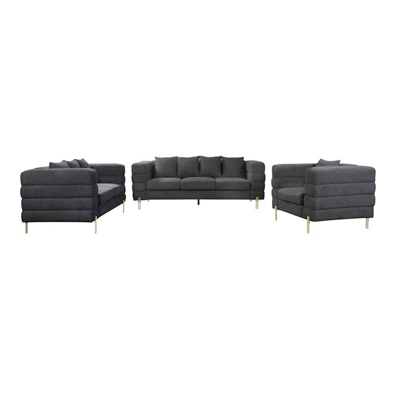 MORRIS Set Σαλόνι - Καθιστικό 3θέσιος + 2θέσιος + Πολυθρόνα Ύφασμα Teddy Μαύρο Set: 3Seater+2Seater+1Seater