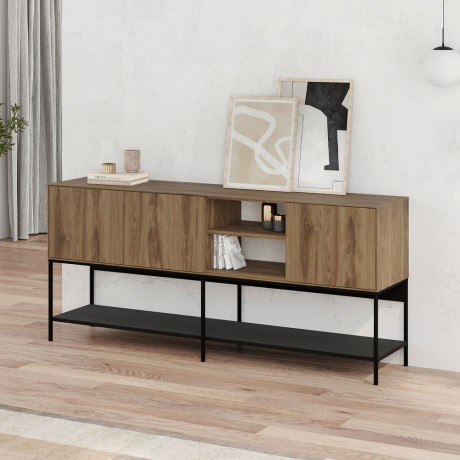 Amira Megapap melamine concole in walnut Ud - black wood 180x40x80cm.