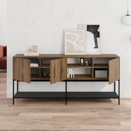 Amira Megapap melamine concole in walnut Ud - black wood 180x40x80cm.