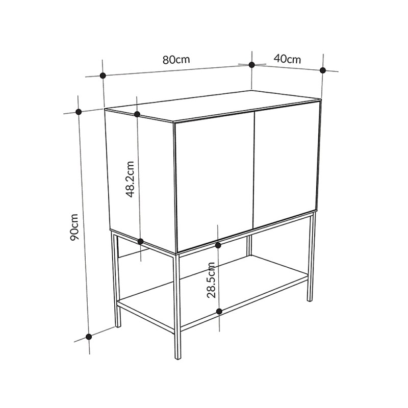 Amira Megapap melamine concole in walnut Ud - black wood 80x40x90cm.