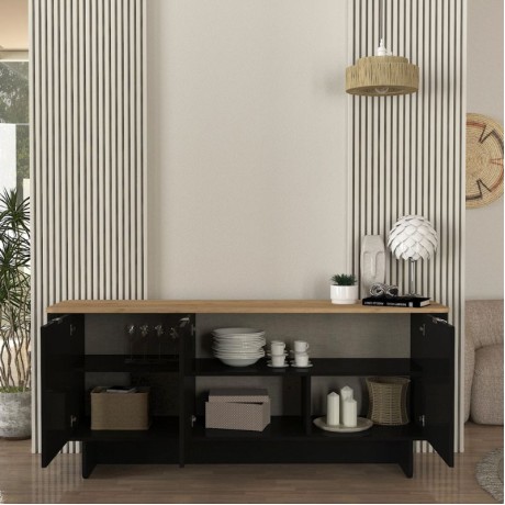 Bohema Megapap melamine console in black - sepet oak color 180x47x76.6cm.