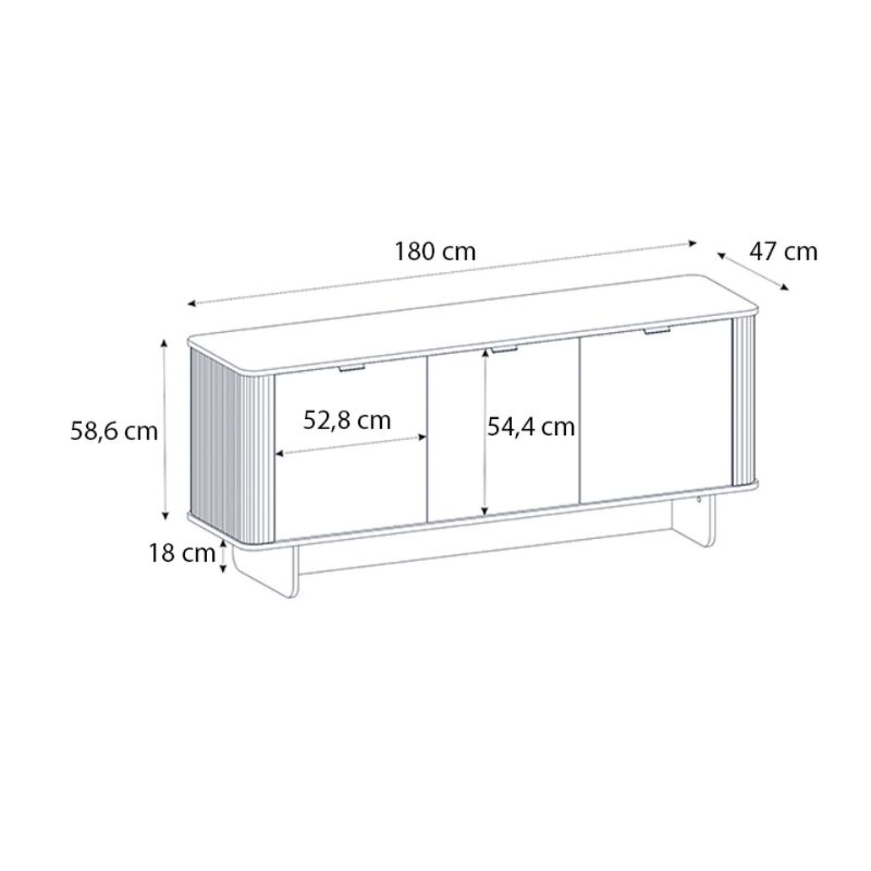 Μπουφές Bohema Megapap χρώμα μαύρο - sepet oak 180x47x76,6εκ.