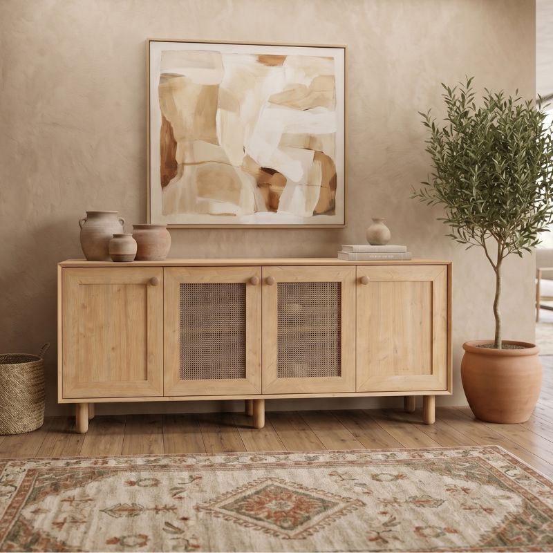 Bohemian Megapap melamine console in oak color 180x40x75cm.