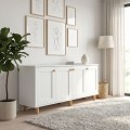 Bohemian Megapap melamine console in white - oak color 180x40x75cm.