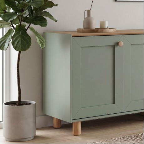 Bohemian Megapap melamine console in green - oak color 180x40x75cm.