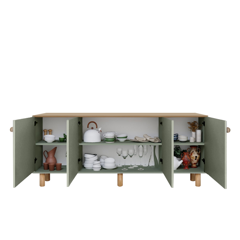 Bohemian Megapap melamine console in green - oak color 180x40x75cm.