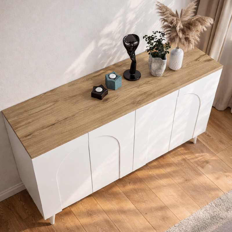 Bono Megapap melamine console in white - sepet oak color 150x45x74.6cm.