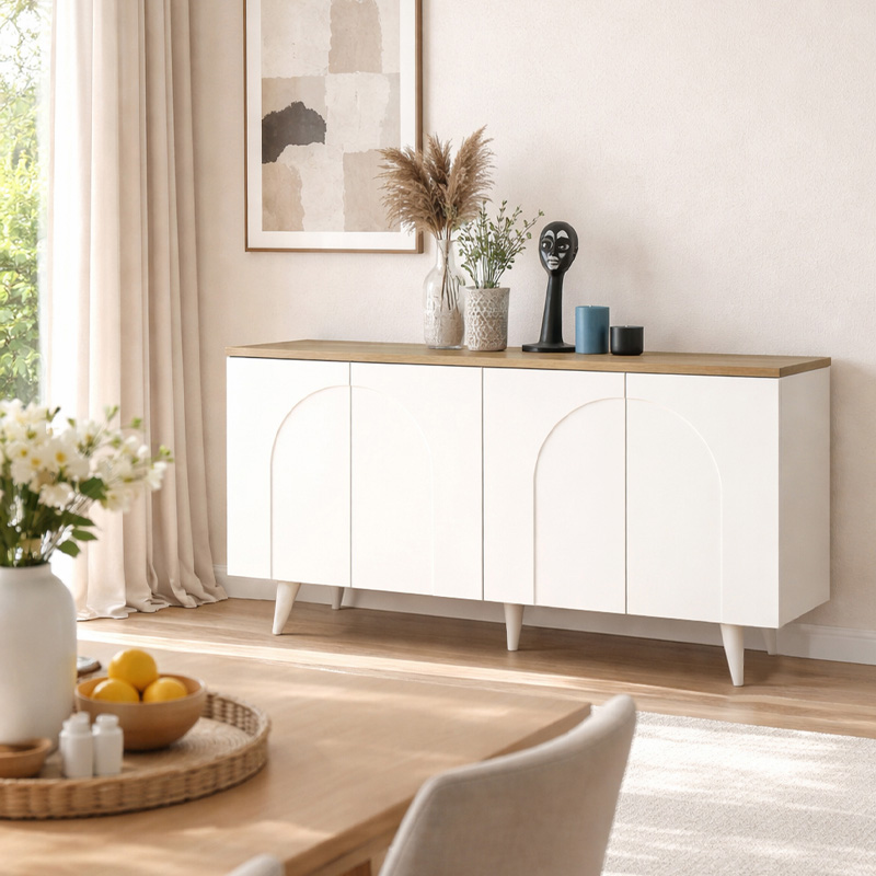 Bono Megapap melamine console in white - sepet oak color 150x45x74.6cm.