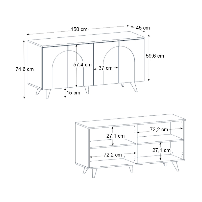Bono Megapap melamine console in white - sepet oak color 150x45x74.6cm.