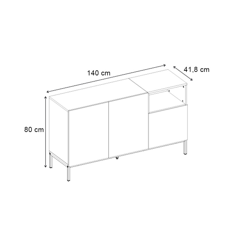 Cailin Megapap melamine console in sandstone - sepet oak color 140x41.8x80cm.
