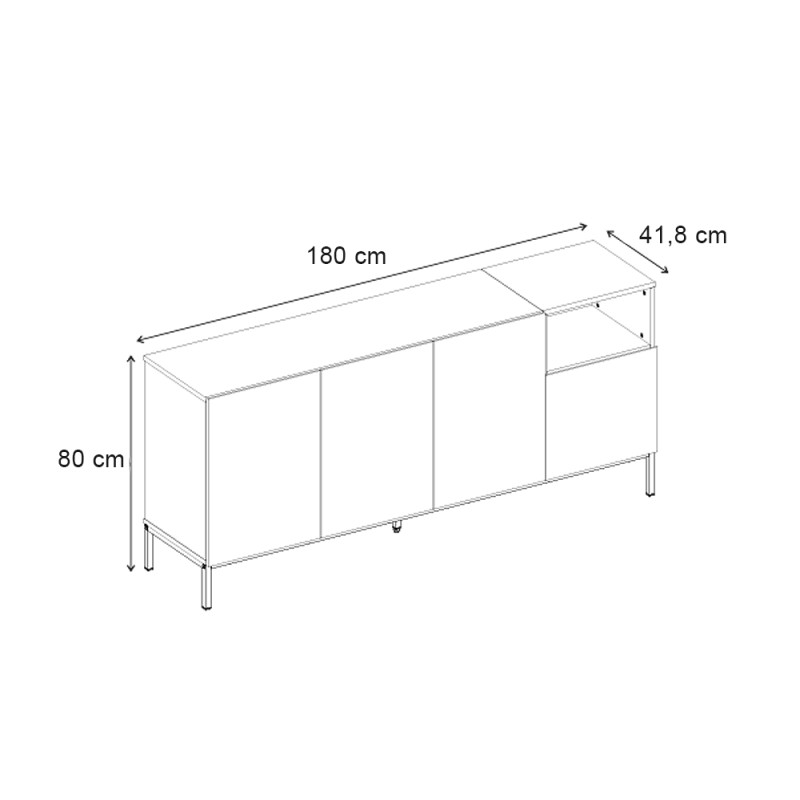 Cailin Megapap melamine console in sandstone - sepet oak color 180x41.8x80cm.