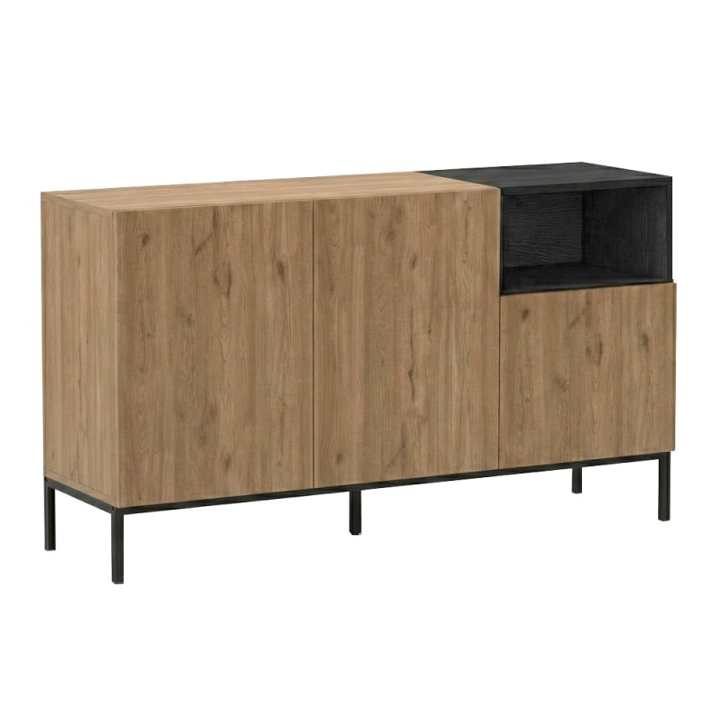 Cailin Megapap melamine console in sepet oak - black wood color 140x41.8x80cm.