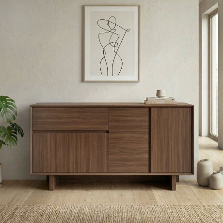 Capri Megapap melamine console in walnut milano color 146x45x76.5cm.