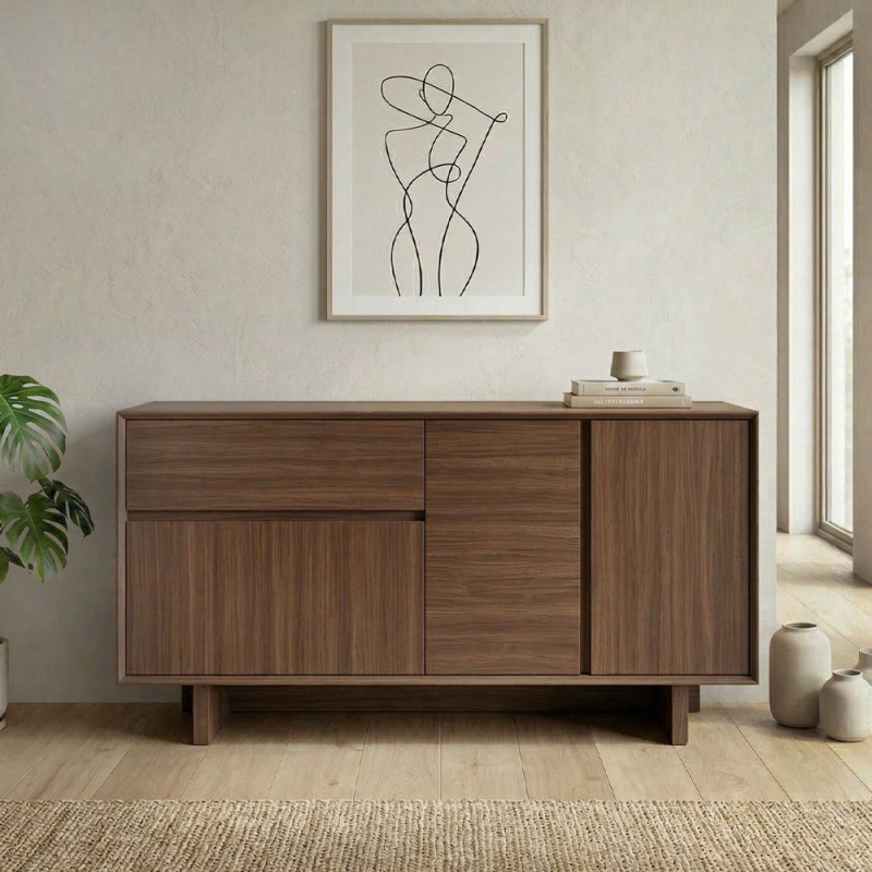 Capri Megapap melamine console in walnut milano color 146x45x76.5cm.