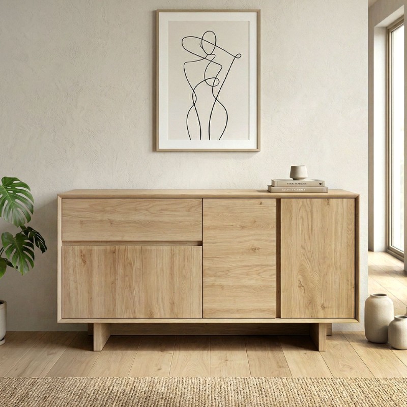 Capri Megapap melamine console in sapphire oak color 146x45x76.5cm.