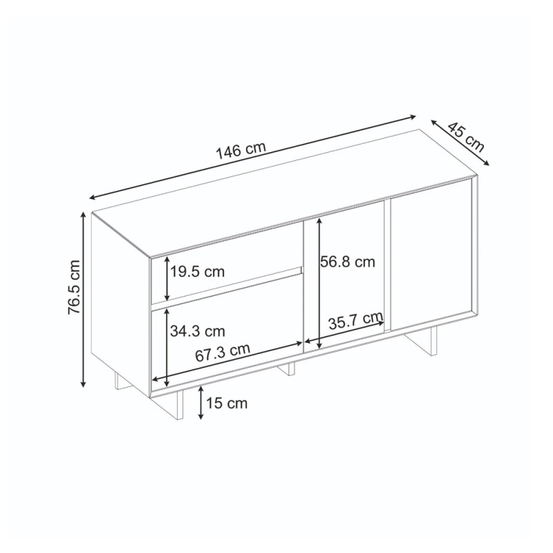 Capri Megapap melamine console in sapphire oak color 146x45x76.5cm.