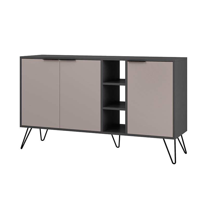 Μπουφές Clara Megapap χρώμα ανθρακί - ανοιχτή μόκα 142x35,6x83εκ.
