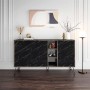 Clara Megapap melamine buffet in dark coffee - black marble effect color 142x35,6x83cm.