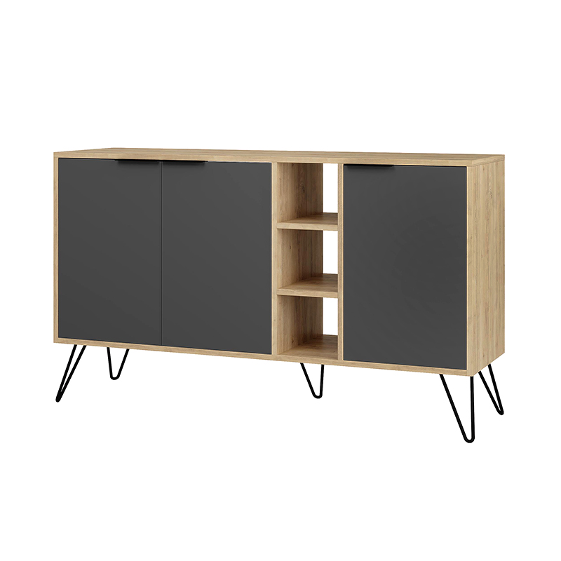 Μπουφές Clara Megapap χρώμα φυσικό οξιάς - ανθρακί 142x35,6x83εκ.