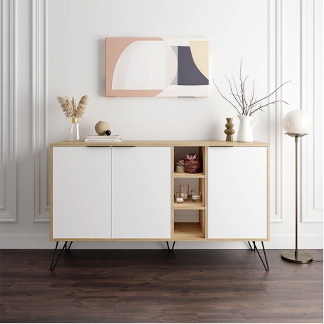 Μπουφές Clara Megapap χρώμα sapphire oak - λευκό 142x35,6x83εκ.