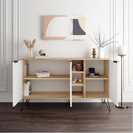 Μπουφές Clara Megapap χρώμα sapphire oak - λευκό 142x35,6x83εκ.