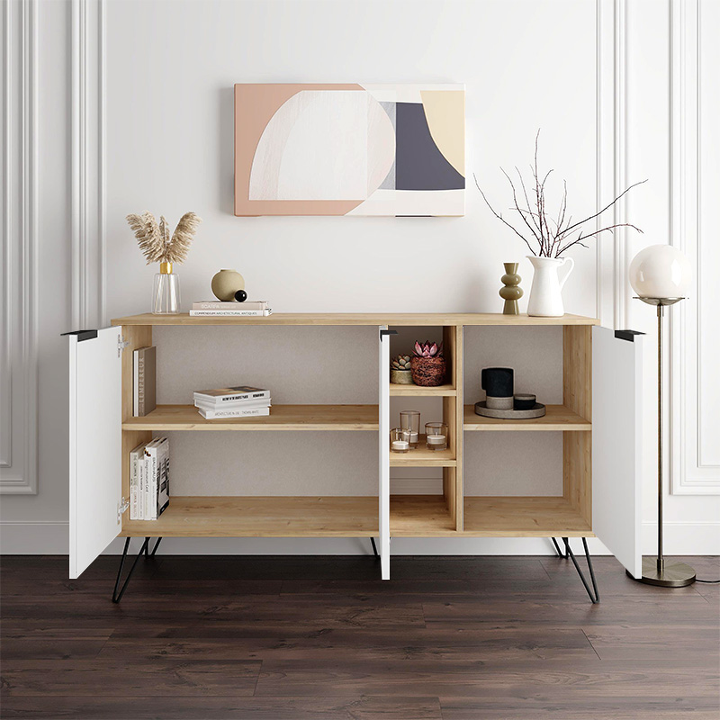 Μπουφές Clara Megapap χρώμα φυσικό οξιάς - λευκό 142x35,6x83εκ.