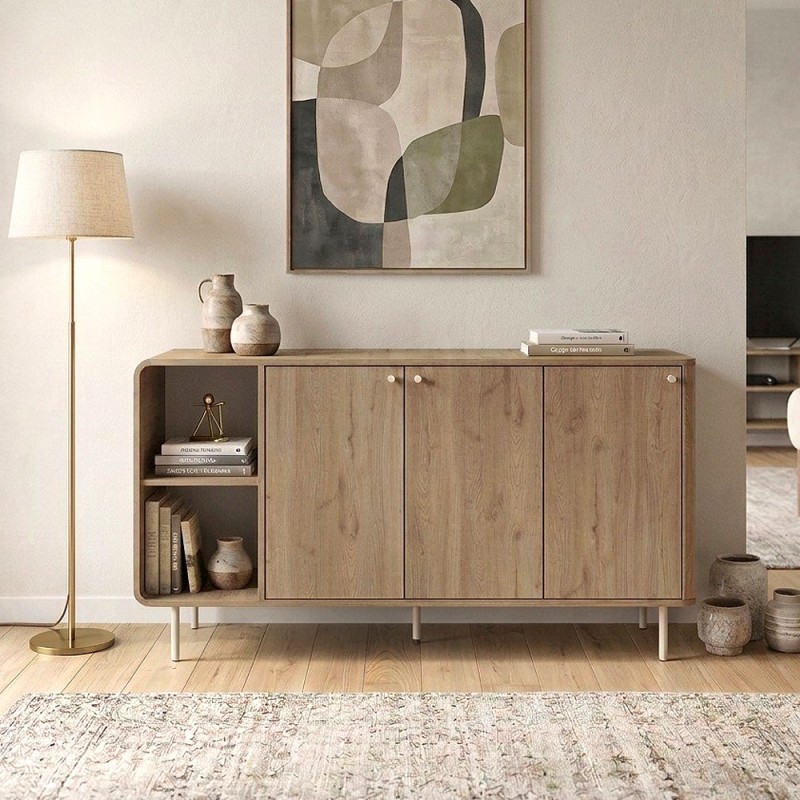 Colia Megapap melamine console in sepet oak 150x44x80cm.