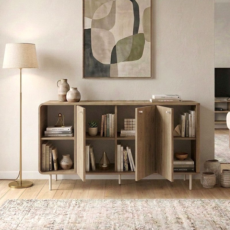 Colia Megapap melamine console in sepet oak 150x44x80cm.