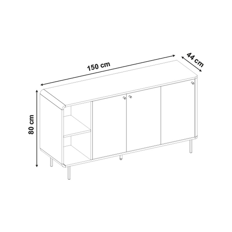 Colia Megapap melamine console in sepet oak 150x44x80cm.