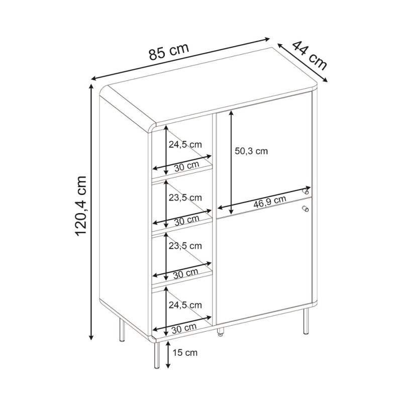Colia Megapap melamine console in sepet oak 85x44x120,4cm.