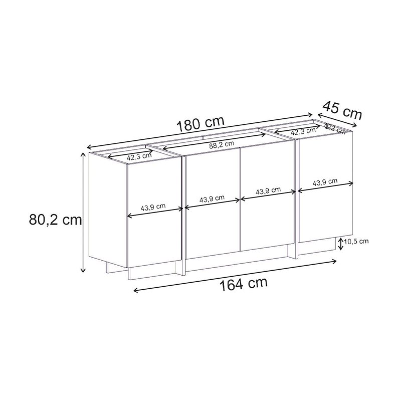 Μπουφές Dorma Megapap χρώμα travertine 180x45x80,2εκ.
