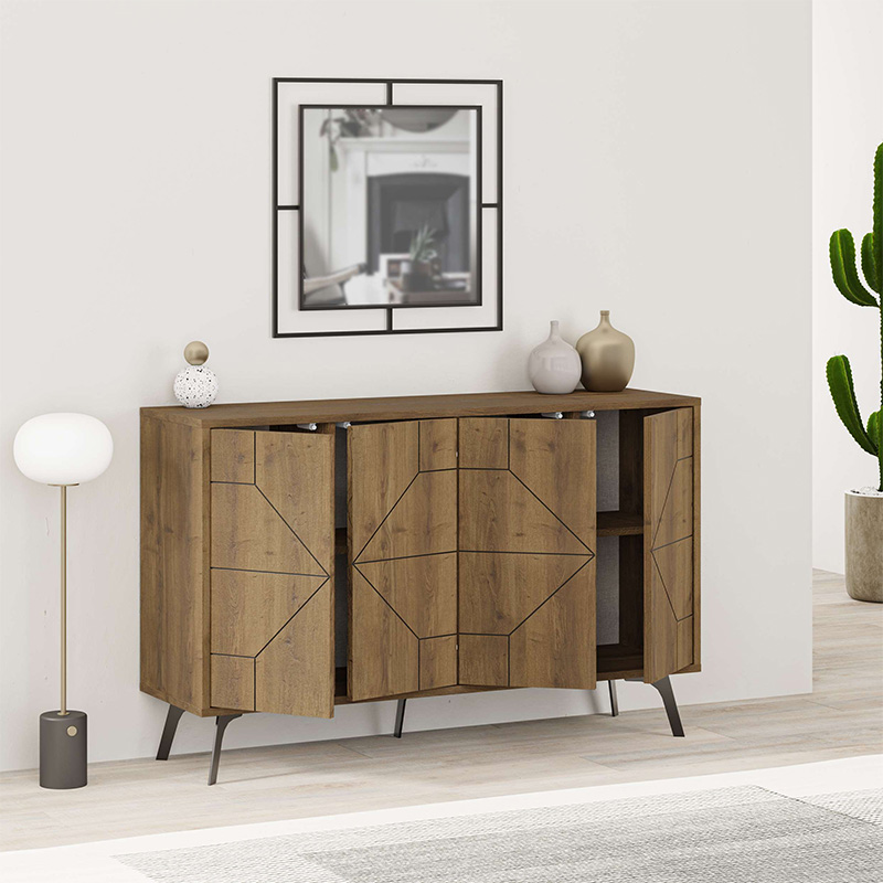 Dune Megapap melamine buffet in light brown color 123x35x77,4cm.