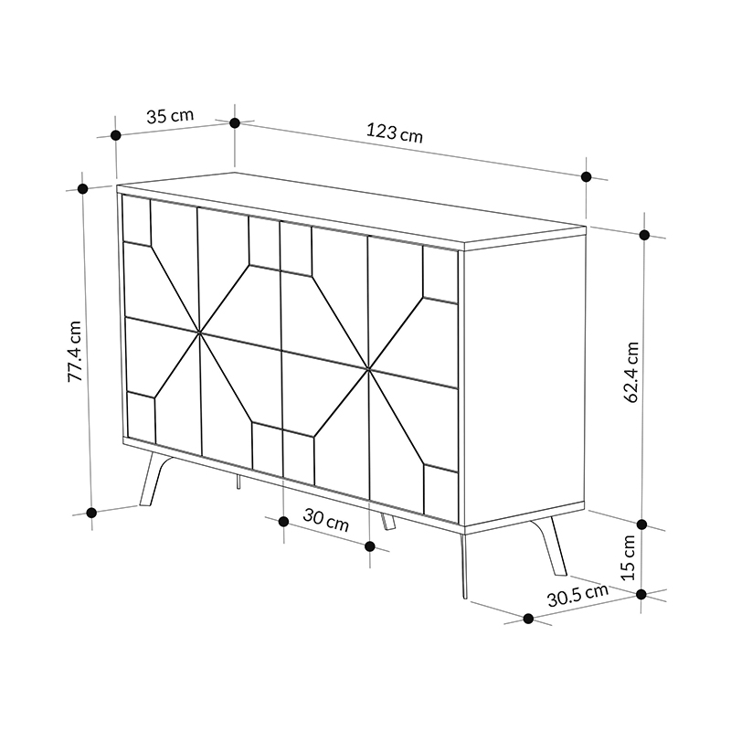 Μπουφές Dune Megapap χρώμα φυσικό οξιάς 123x35x77,4εκ.