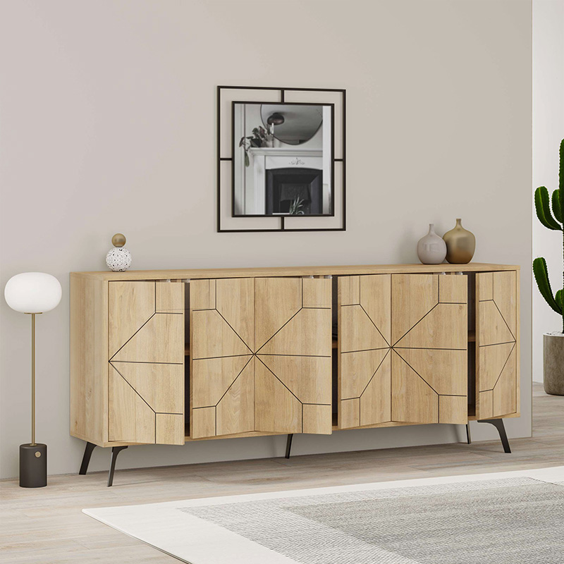 Dune Megapap melamine buffet in oak color 184x35x77,4cm.
