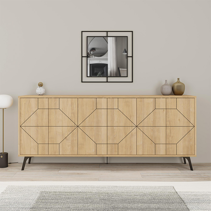 Dune Megapap melamine buffet in oak color 184x35x77,4cm.