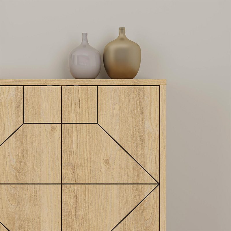 Dune Megapap melamine buffet in oak color 184x35x77,4cm.
