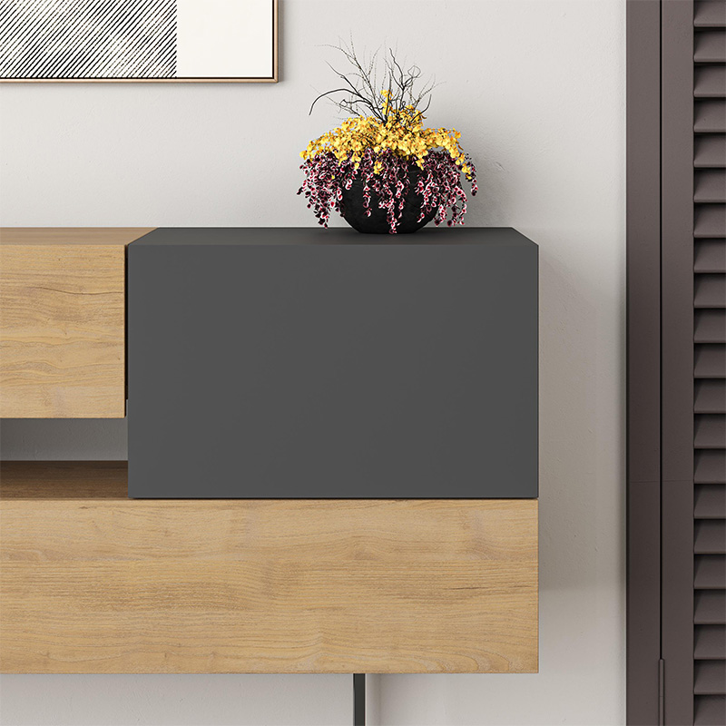 Eros Megapap melamine buffet in oak - anthracite color 145x40x82cm.