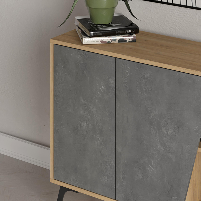 Fiona Megapap melamine buffet in oak - retro grey color 150x35,6x82cm.