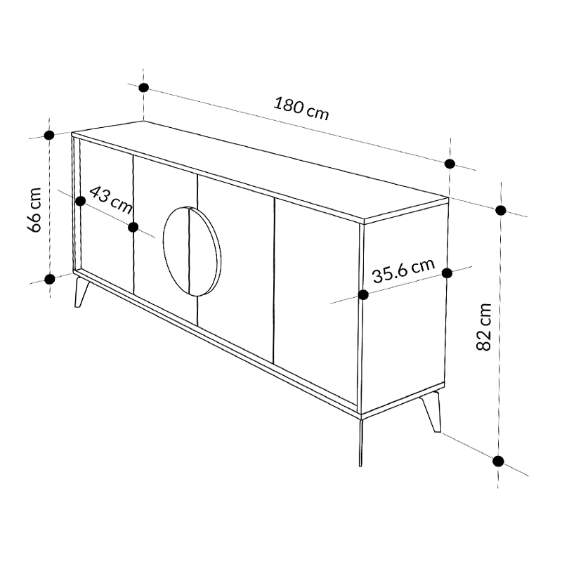 Μπουφές Gora Megapap χρώμα ανοιχτό καρυδί 180x35,6x82εκ.