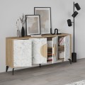 Gora Megapap melamine buffet in oak - white marble effect color 180x35,6x82cm.