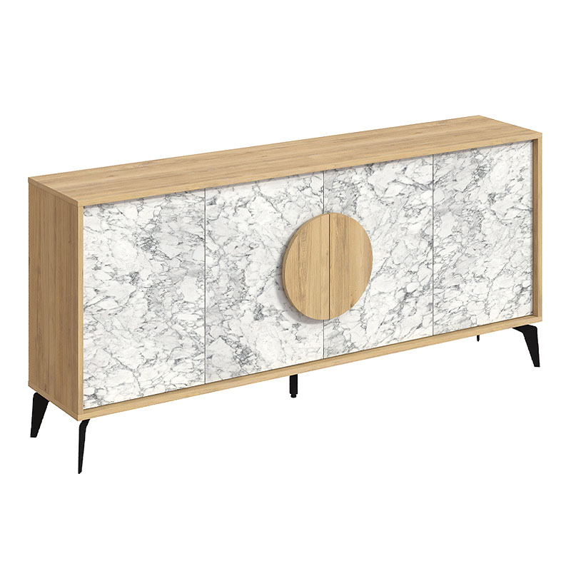 Gora Megapap melamine buffet in oak - white marble effect color 180x35,6x82cm.